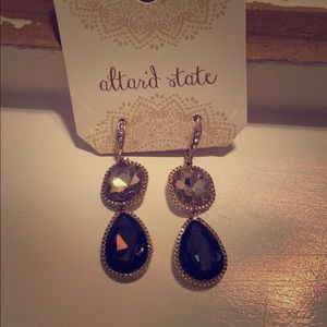 Altar’d State black/crystal/gold drop earrings